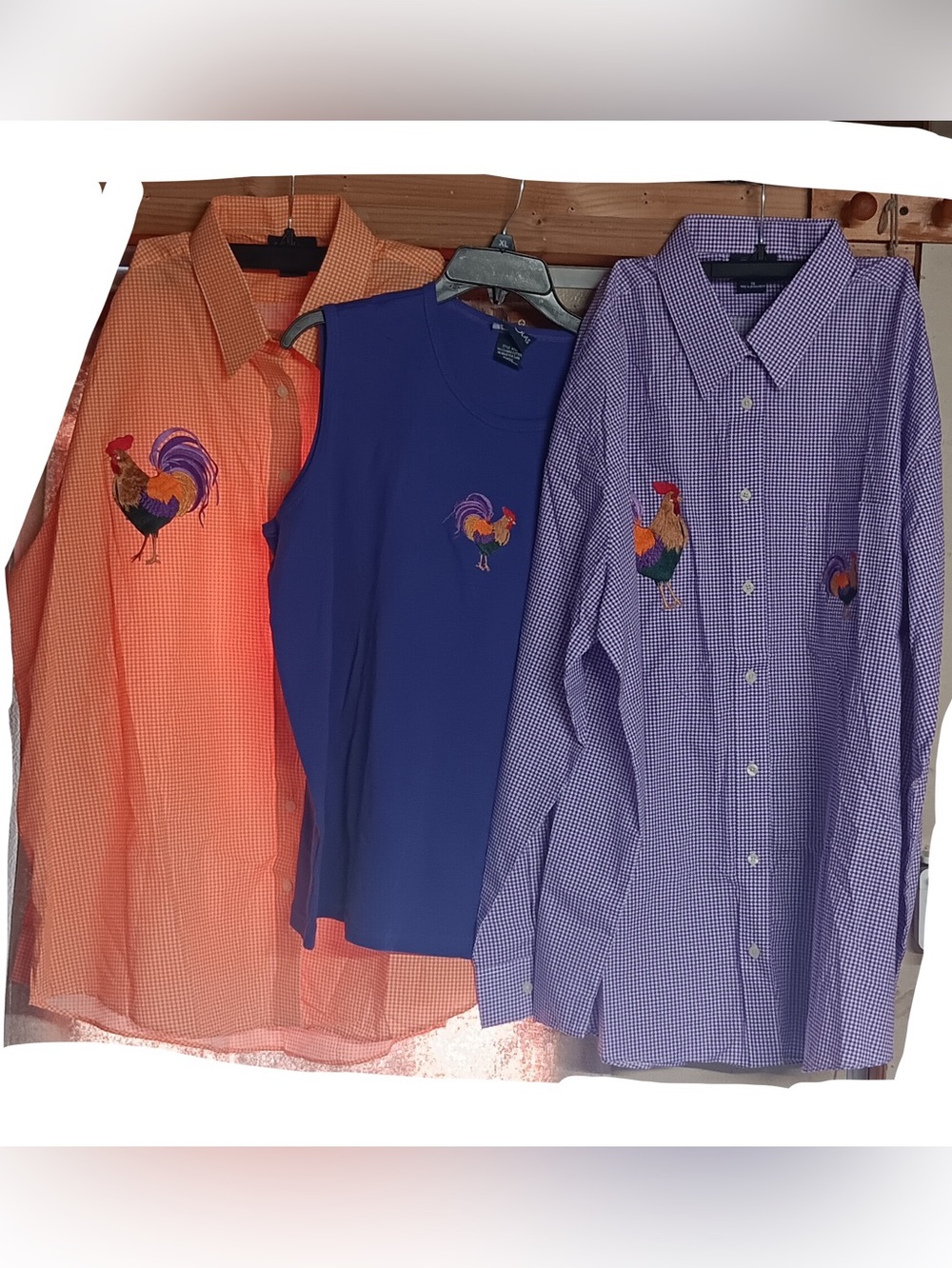 3 Las Olas Button-Down Shirt with Rooster Embroidery size 1XL